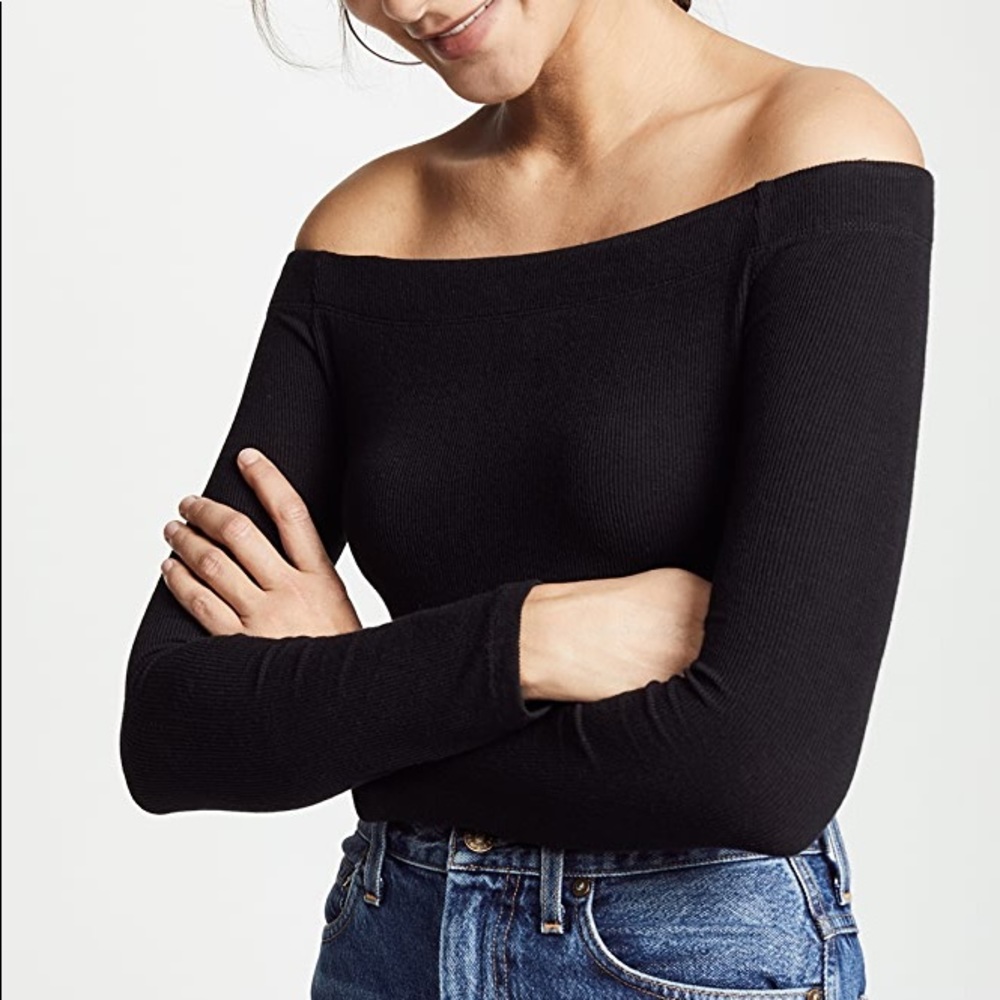 Z Supply New Ribbed Off The Shoulder Long Sleeve Clay Tee Shirt Size S